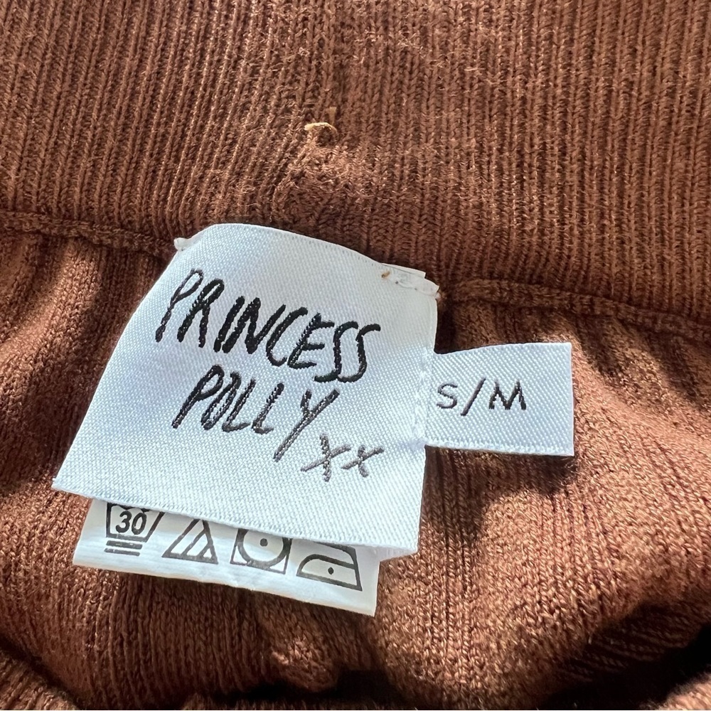 Like new! Princess Polly ALLEN Wide Leg Ribbed Pants - BROWN - Picture 11 of 11